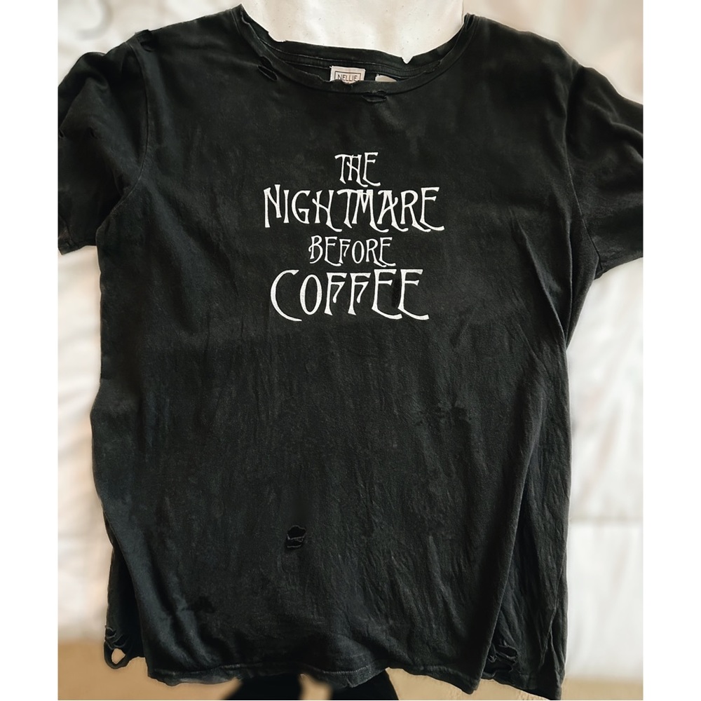 Nightmare Before Coffee distressed Lauriebelle’s t-shirt